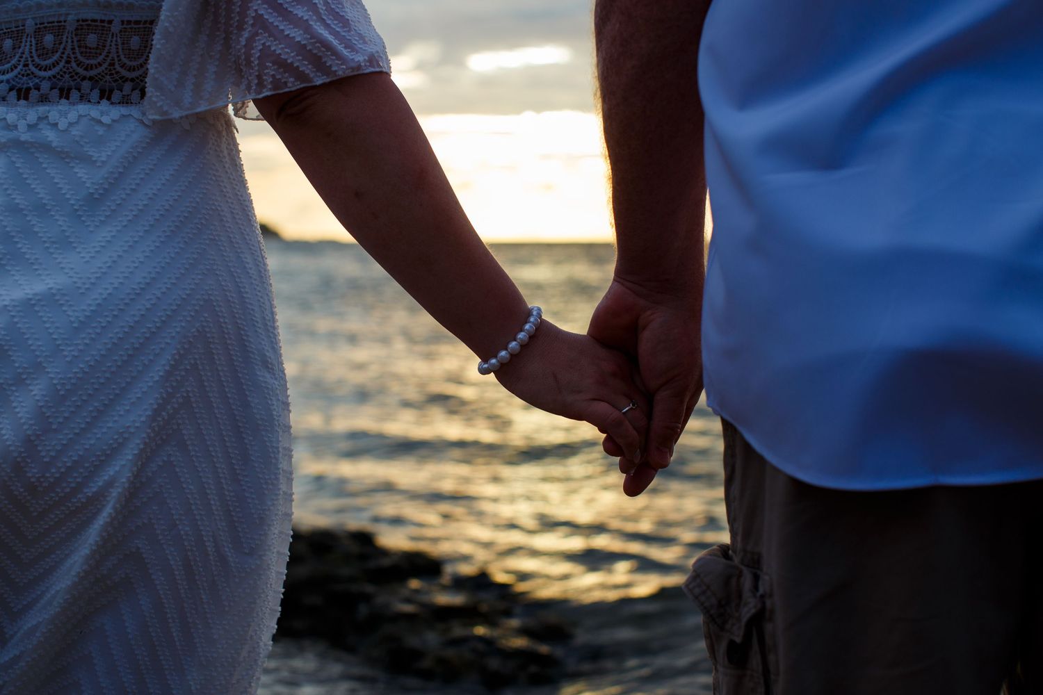Elopement on the beach at Balneario del Escambrón in Old San Juan, Puerto Rico. Couples portrait - bride and groom.