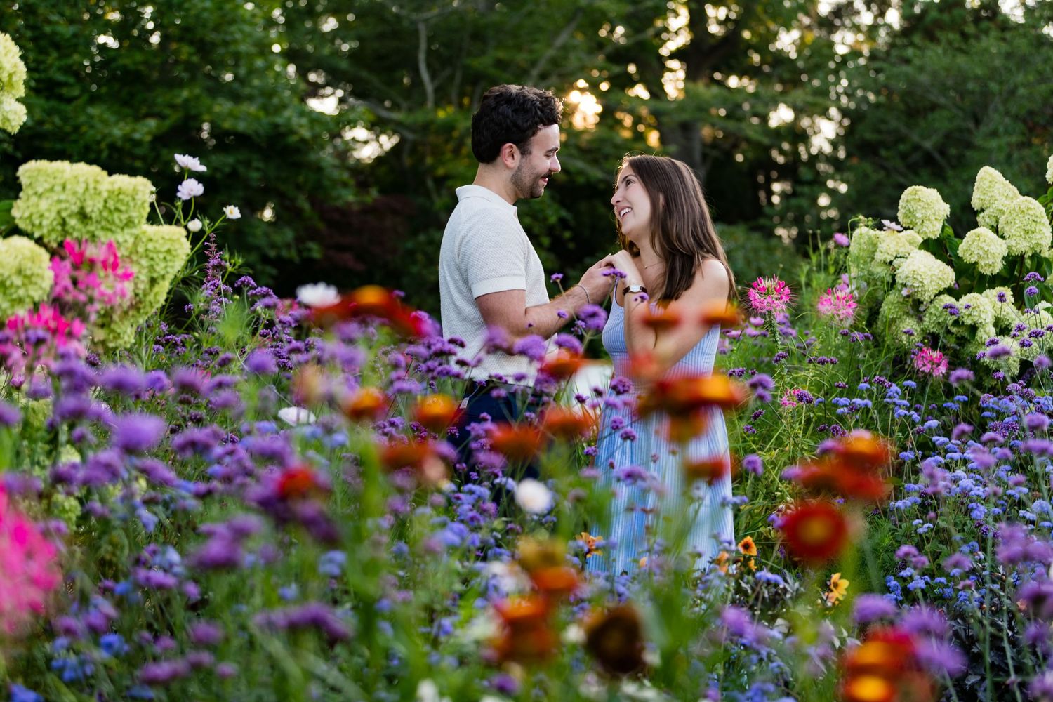 Luxury engagement photography with floral details Rhode Island.