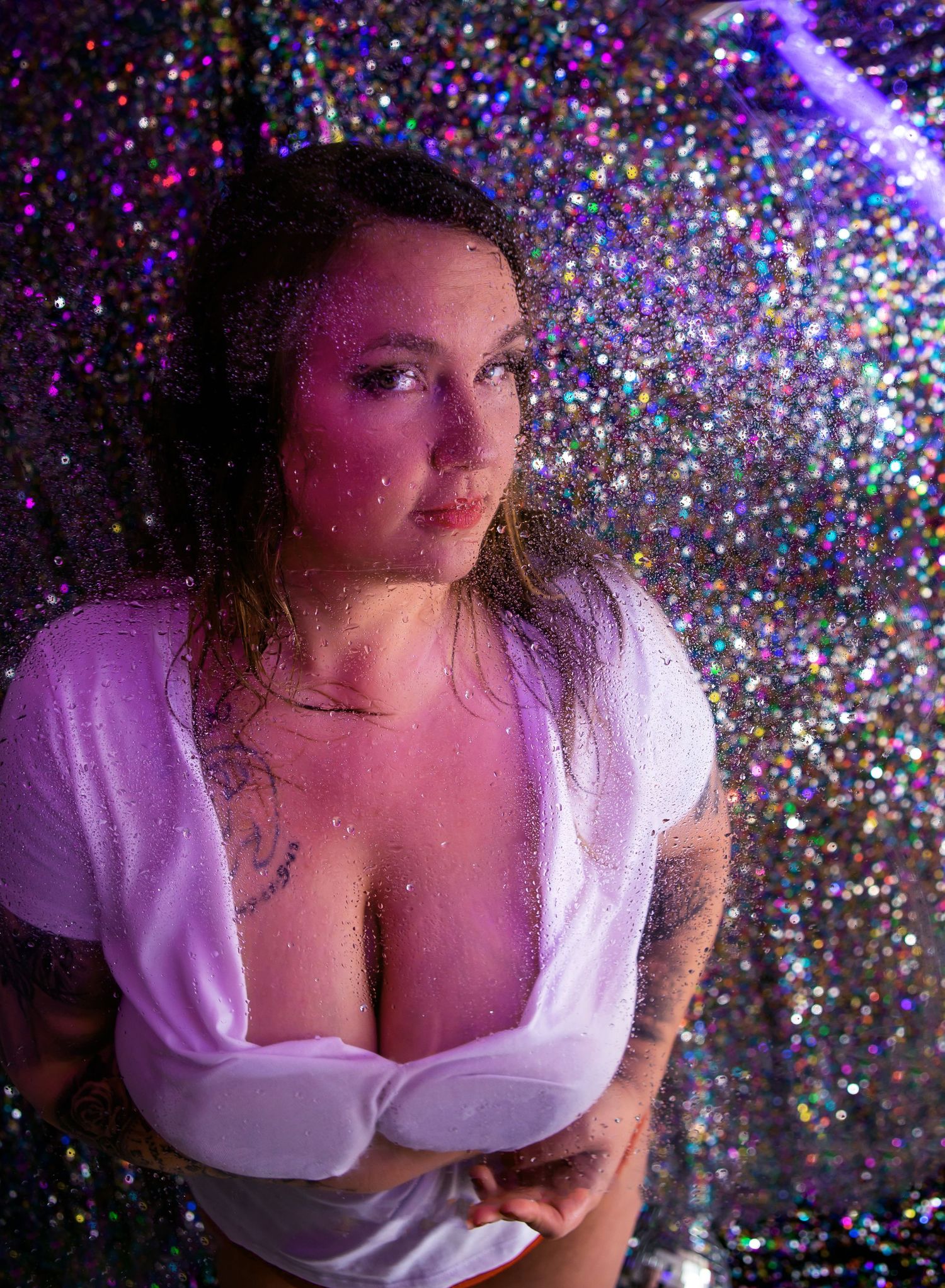 Pennsylvania boudoir photographer, black and moody boudoir, shower scene studio photographer, wet session