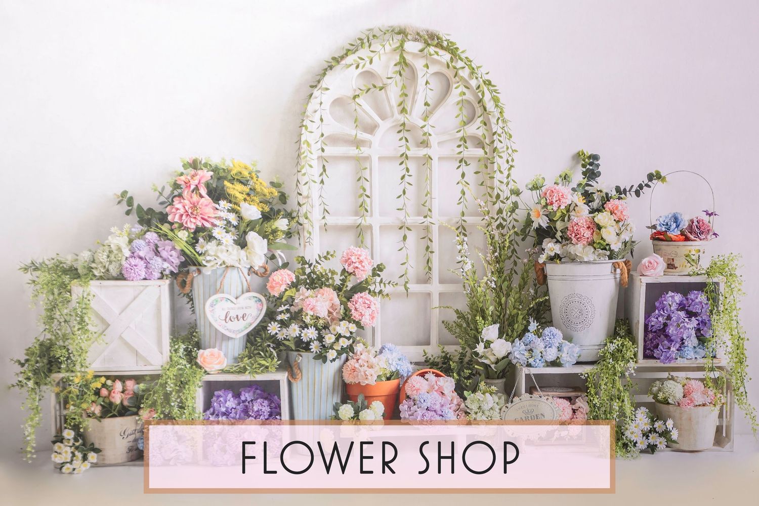 Flower Shop Portraits Theme - Bear and Bunny Photography