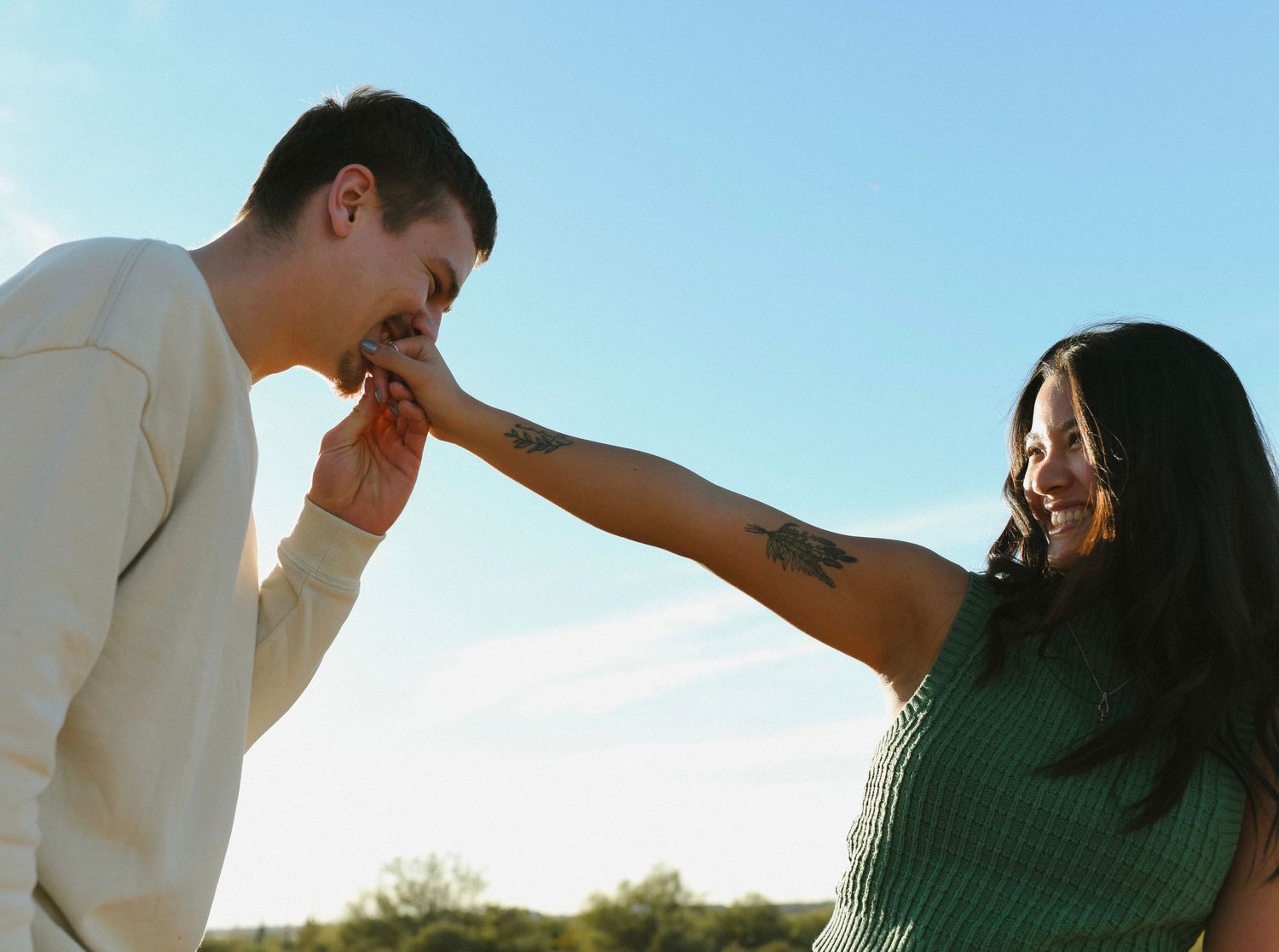 Couples session in Phoenix Arizona, couple smiling and laughing together