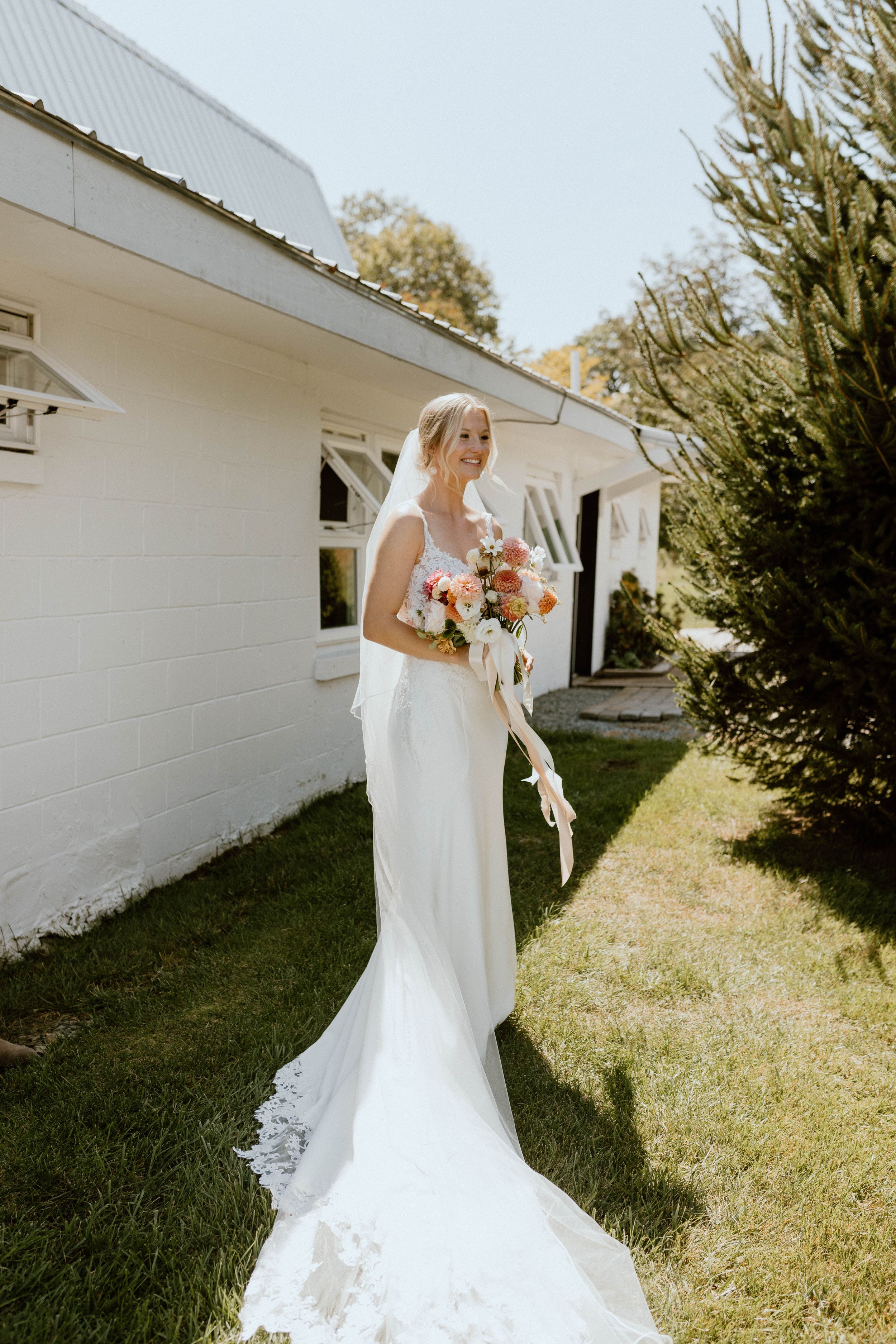 North Carolina photographer in her wedding dress.