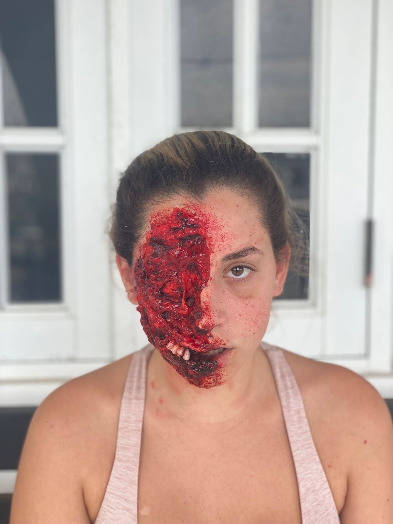 Half face ripped gore sfx makeup