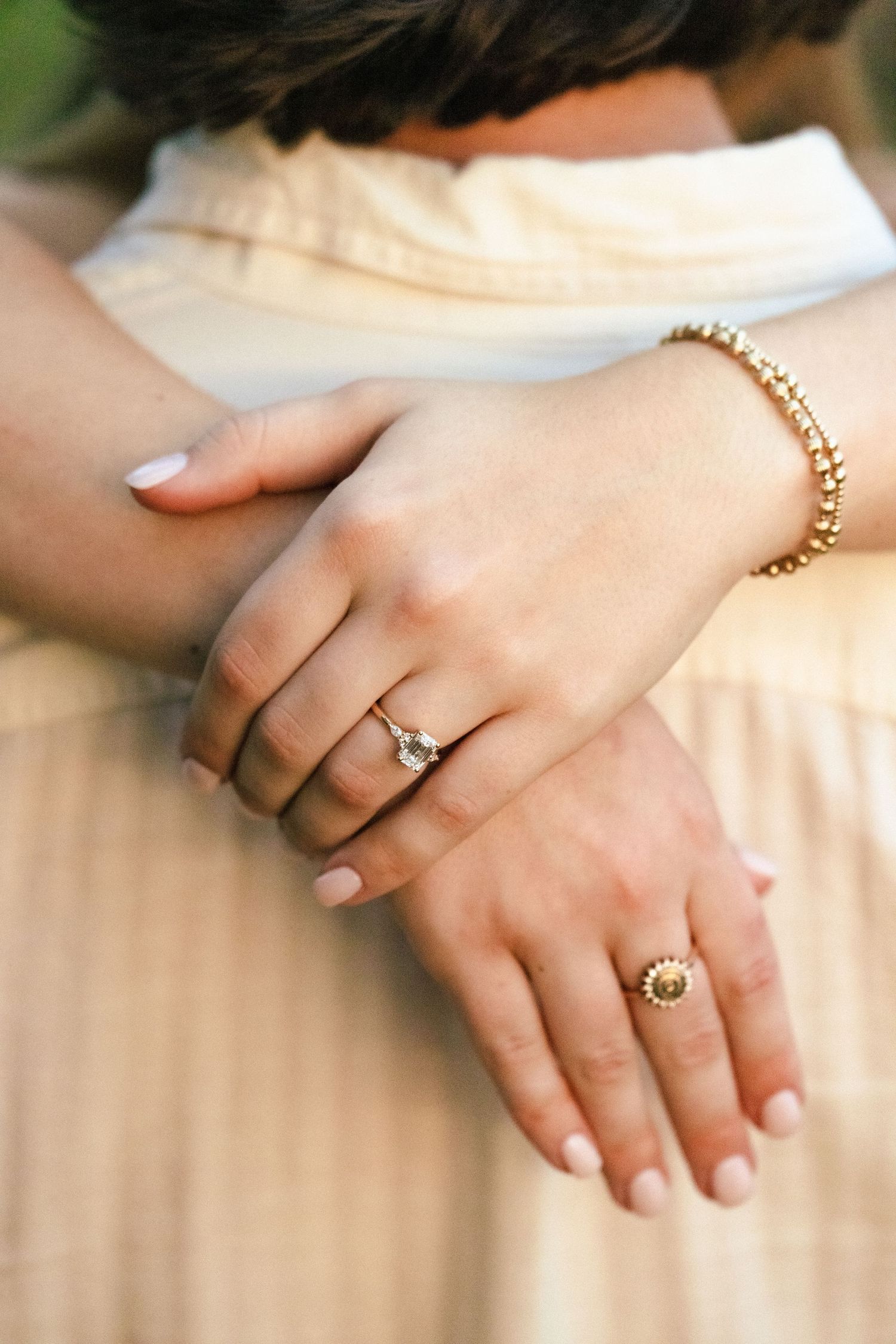 Detail shot of rings for engagement session in Hoover Alabama.