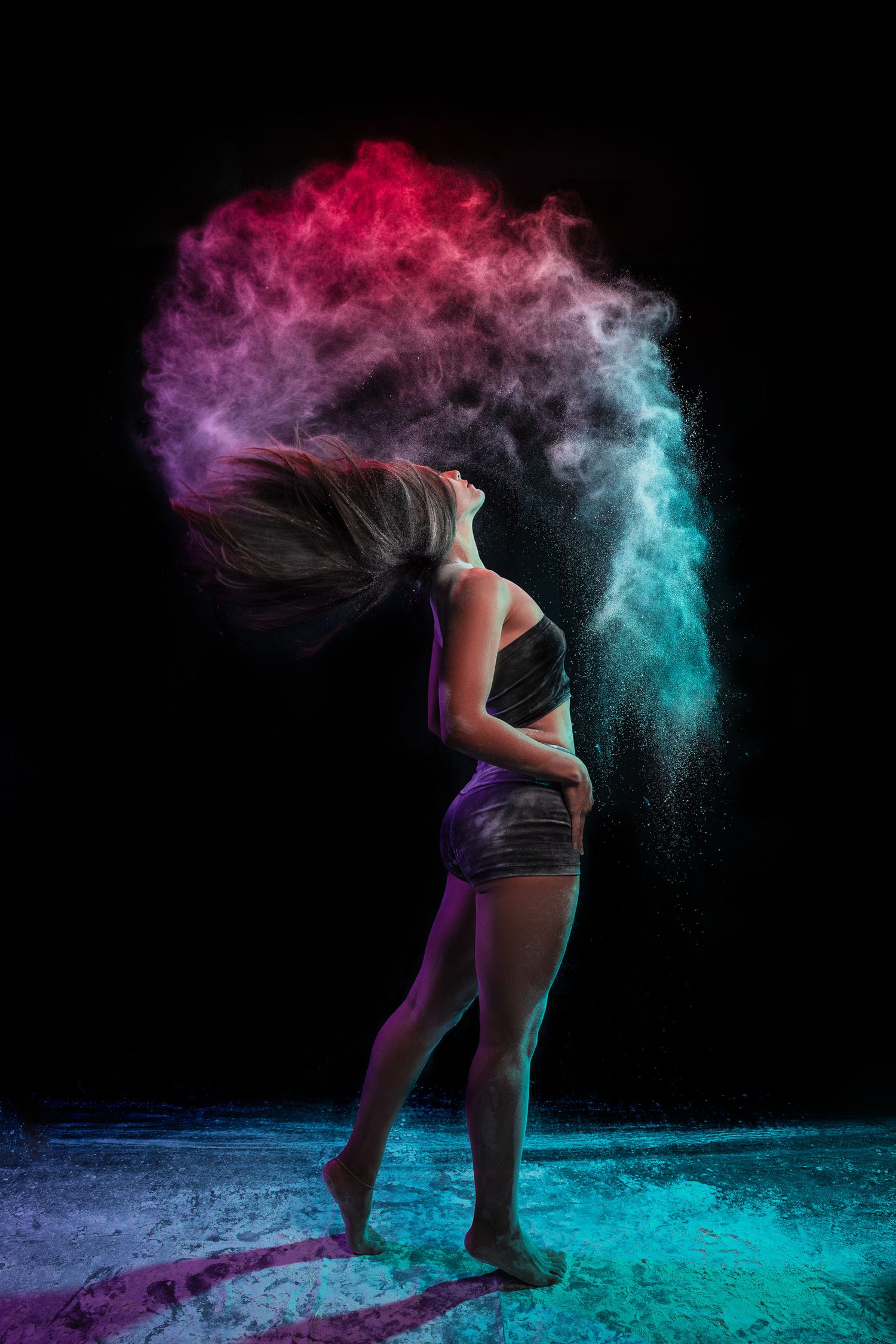 Hair whip flour photoshoot