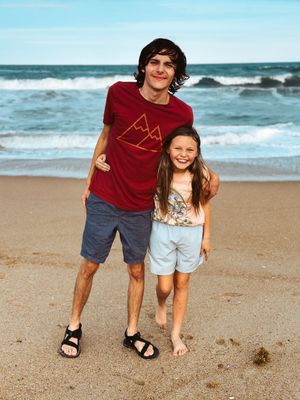 Ethan and Norah on the beach