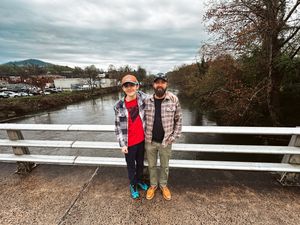 Ethan and Nathan by the river in Byron City, NC, captured by Urso Photography.