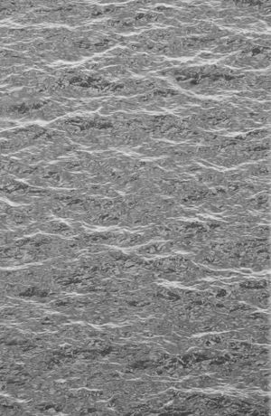 Abstract pattern of choppy ocean waves in black and white.