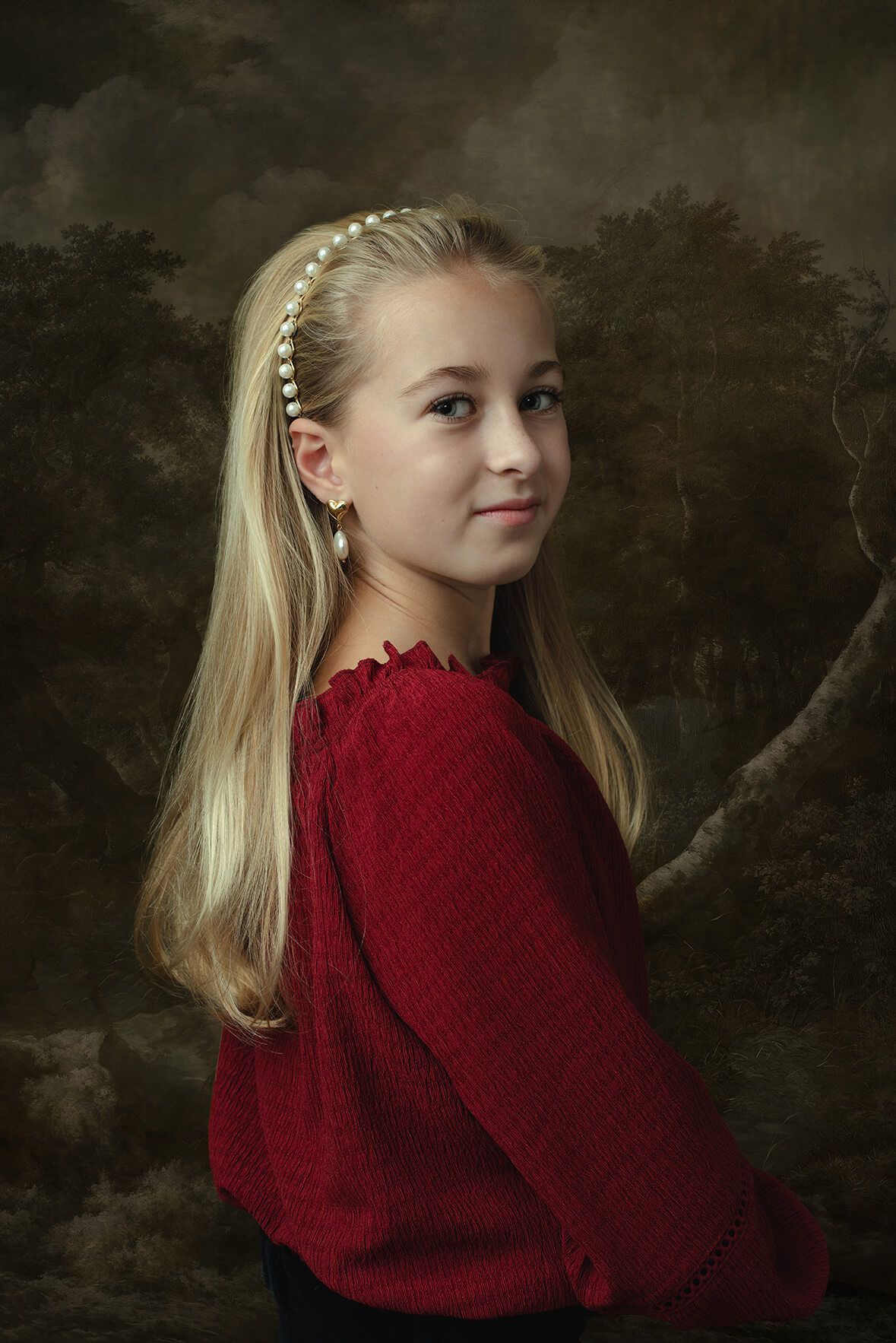Fine-art portret meisje met parels