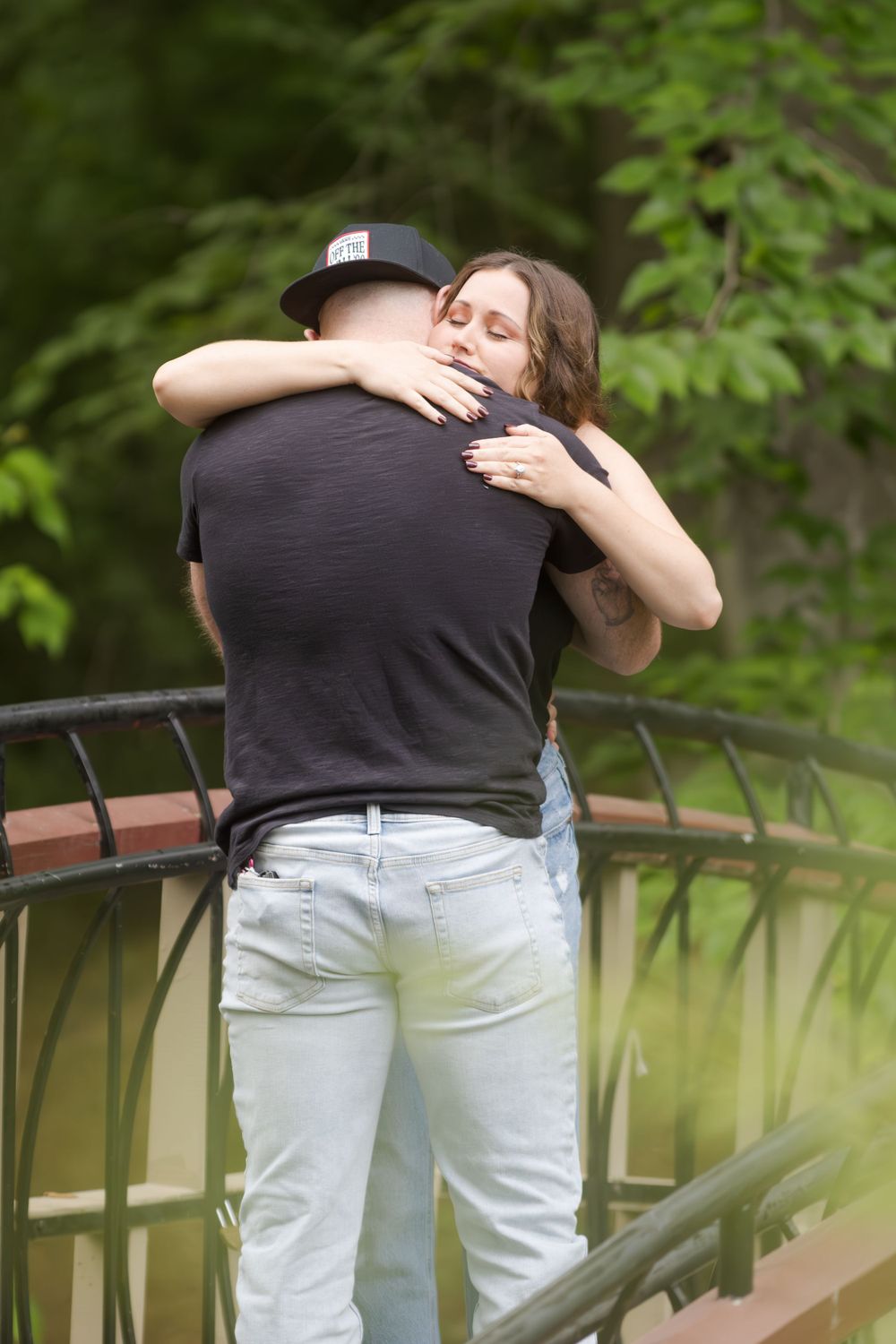 Newly engaged couple at William and Mary campus