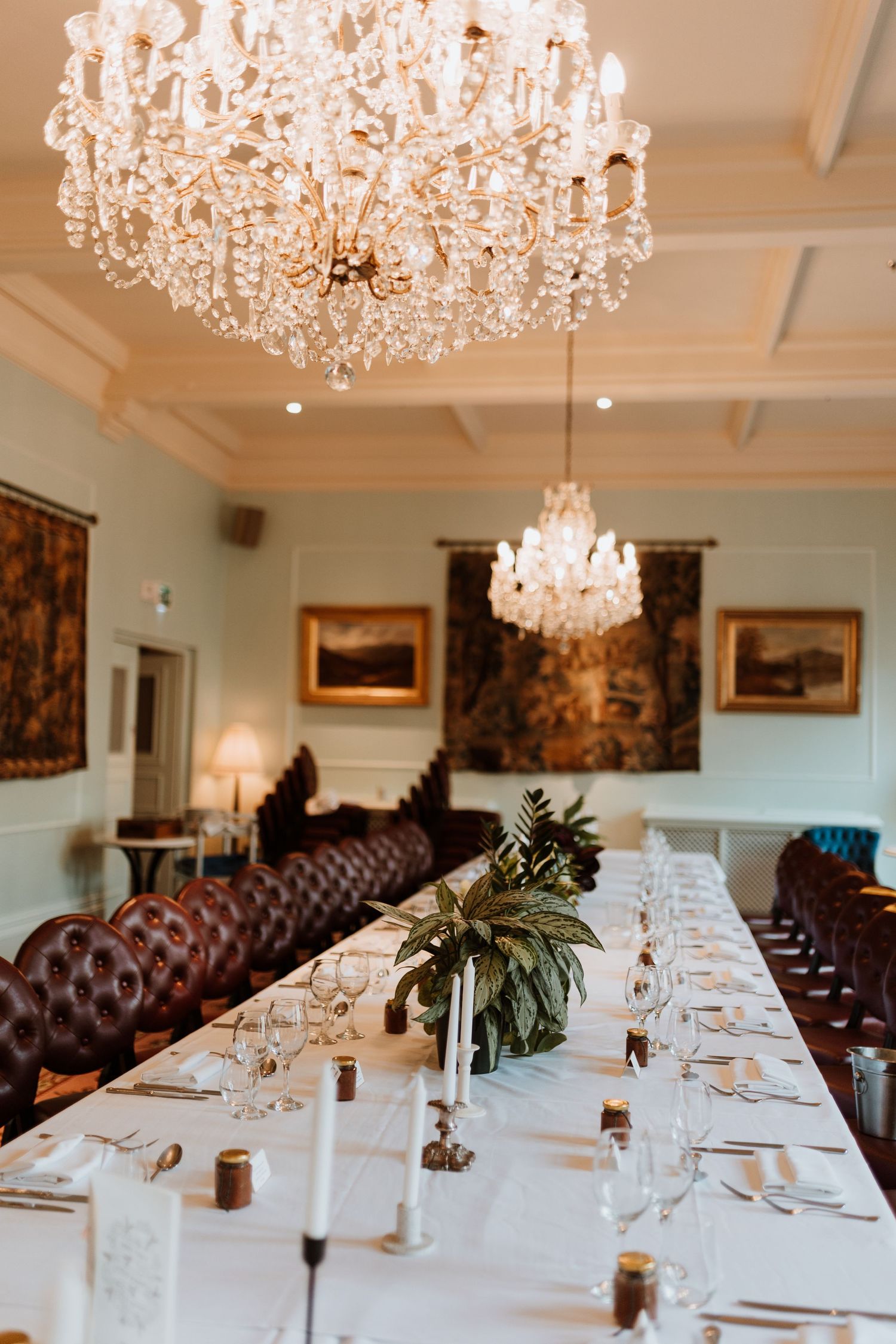wedding breakfast set up at Randolph Hotel in Oxford