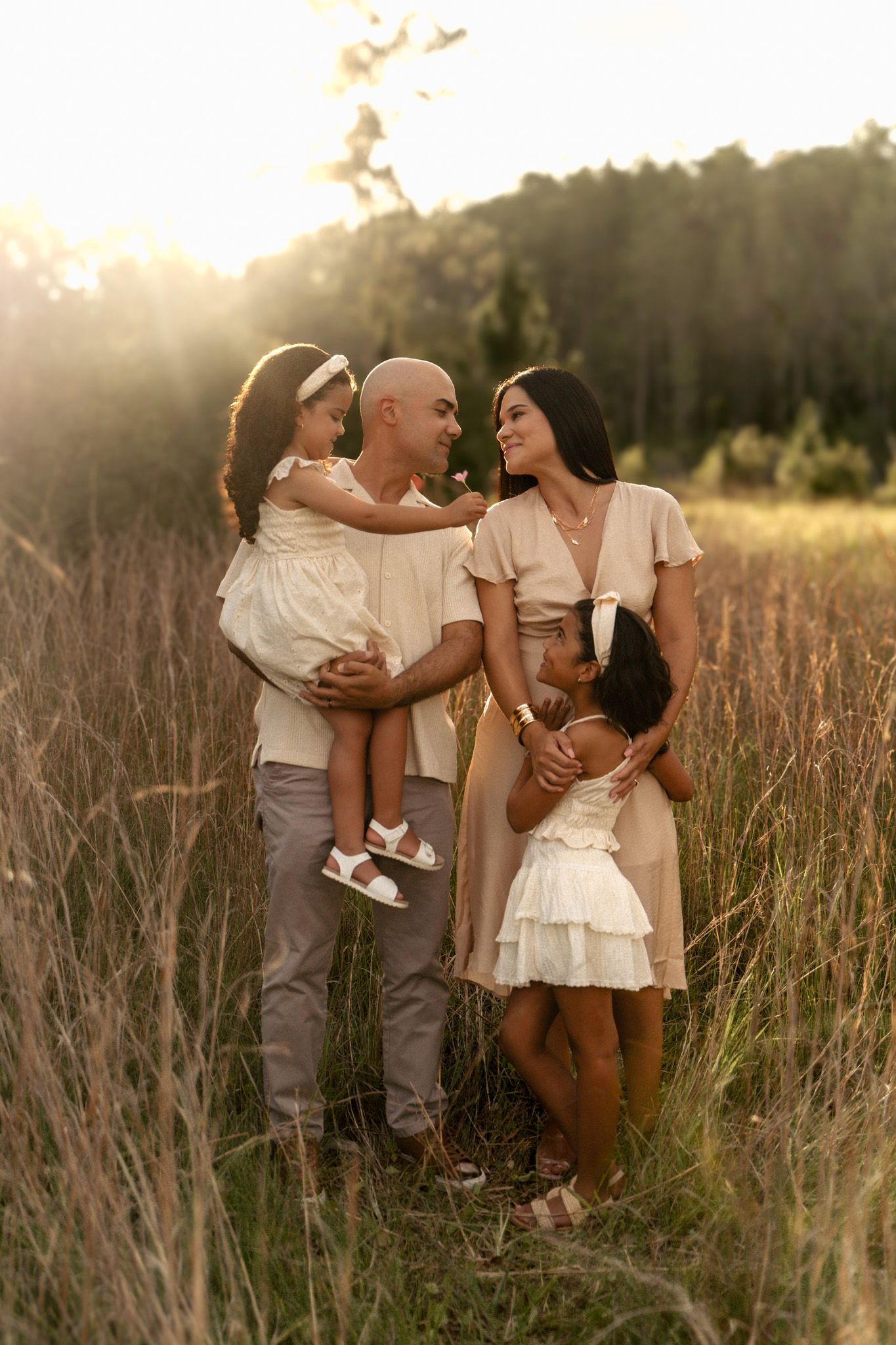 Sunset family portrait with a dreamy vibe