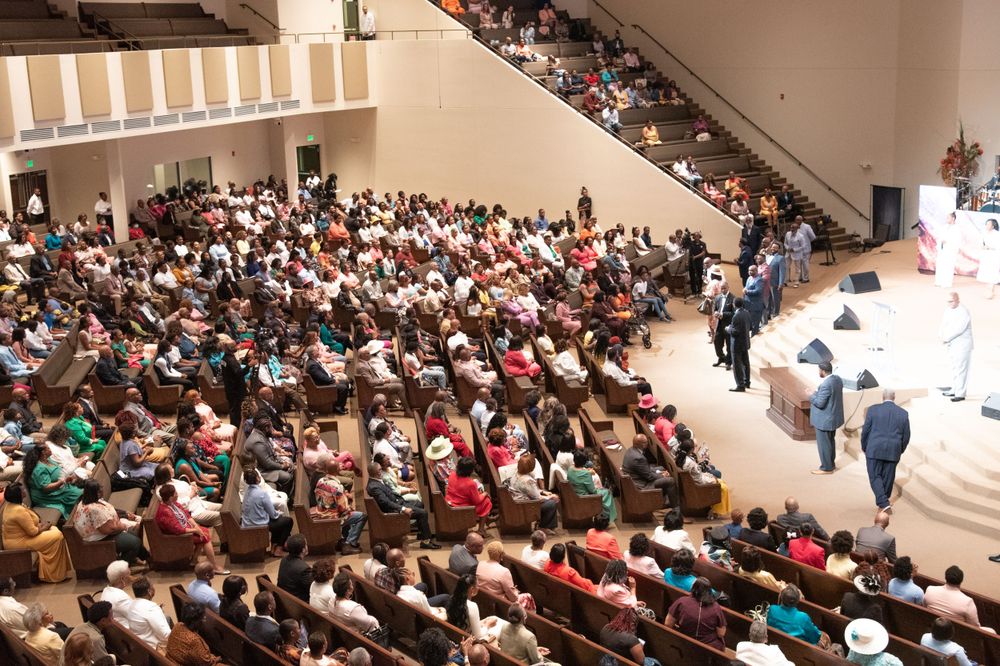 Large audience seated in an auditorium during a performance or event.