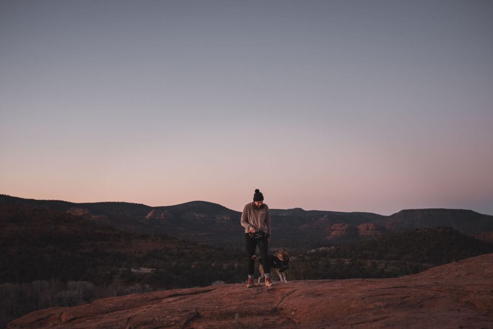 Sedona sunrise with dog