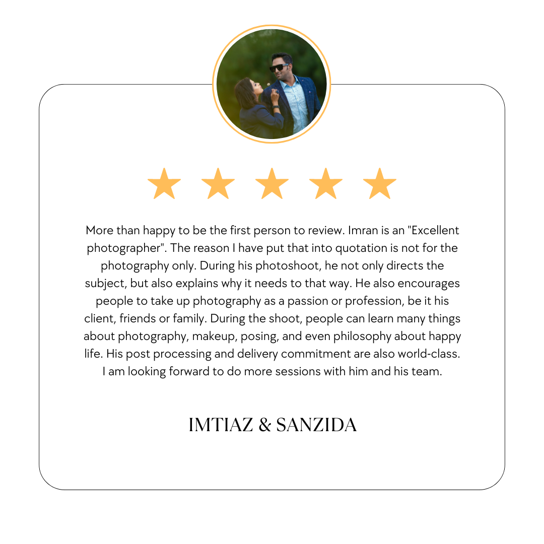 A 5-star customer review testimonial card with profile photo and positive feedback.