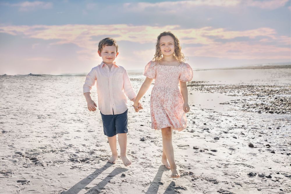 photo of brother and sister at beach