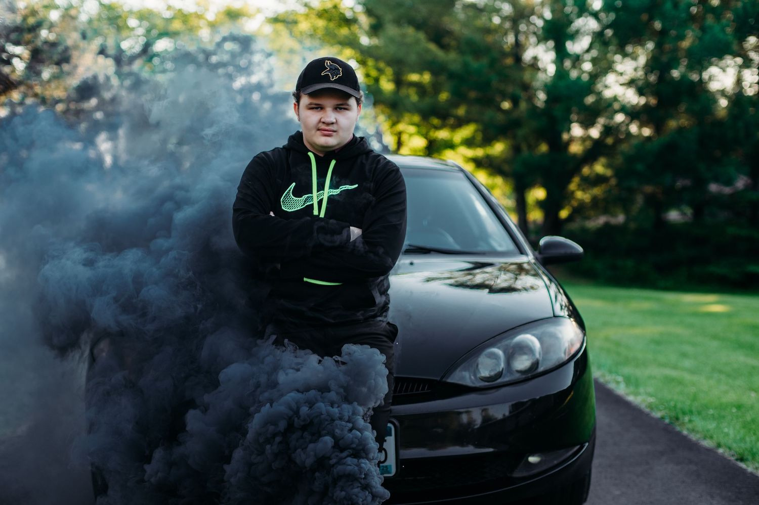 Unique Senior Portrait highlighting his style.