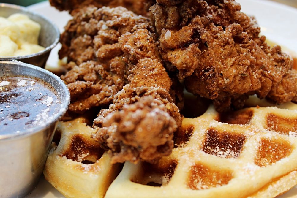 Chicken and Waffles with Bourbon Maple Syrup