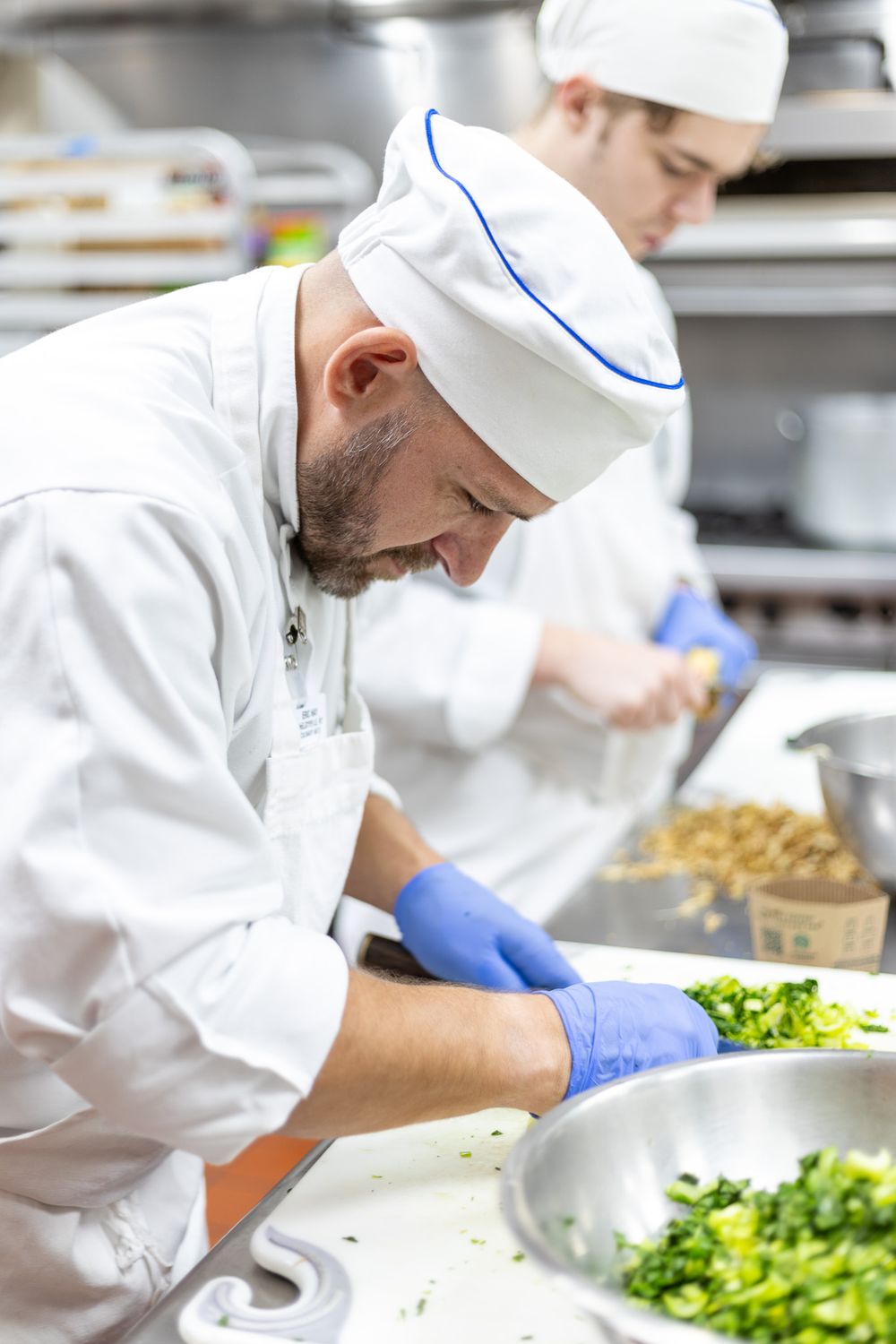 Chef cutting vegetables