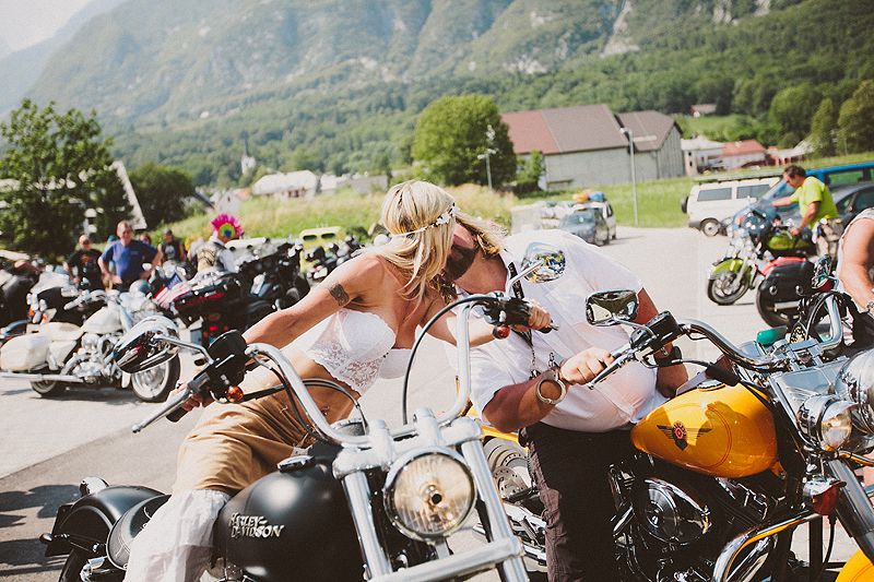 Harley-Davidson style wedding at Bovec, Slovenija