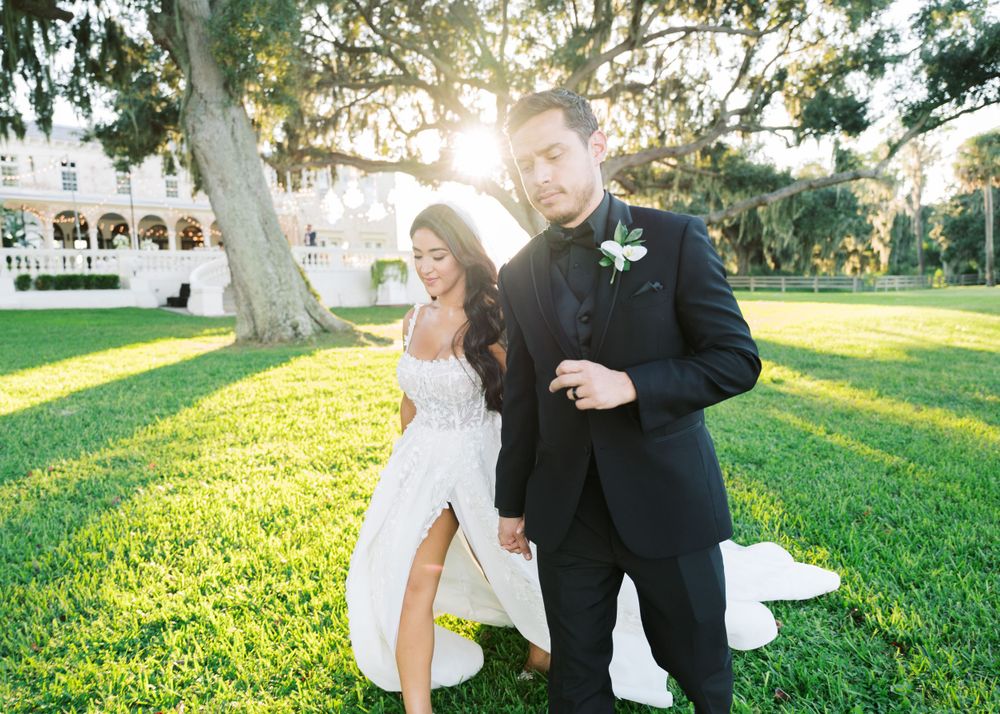 Romantic wedding photo of couple at sunset in Central Florida at The Bella Cosa by Bouquet Photography