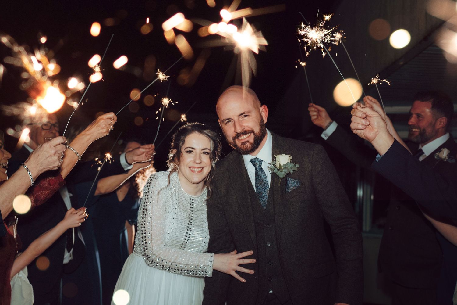 Confetti exit during wedding at Hagley golf club, Worcestershire.