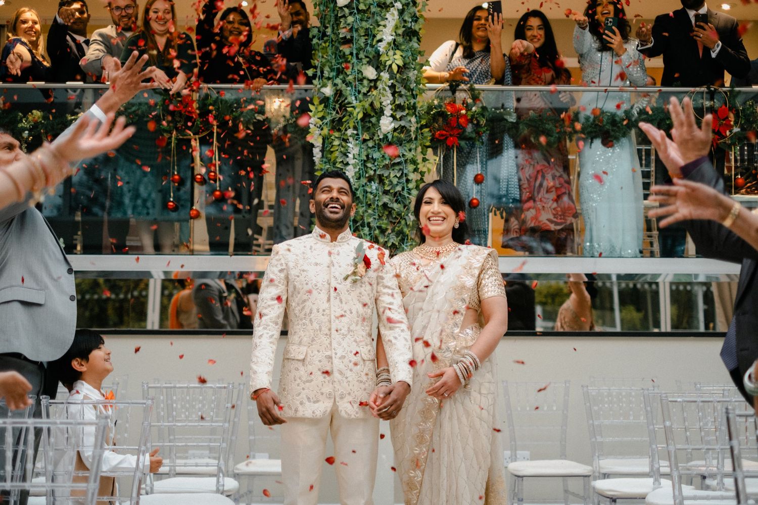 Confetti shot during asian wedding, Park Hall hotel and Spa, Wolverhampton