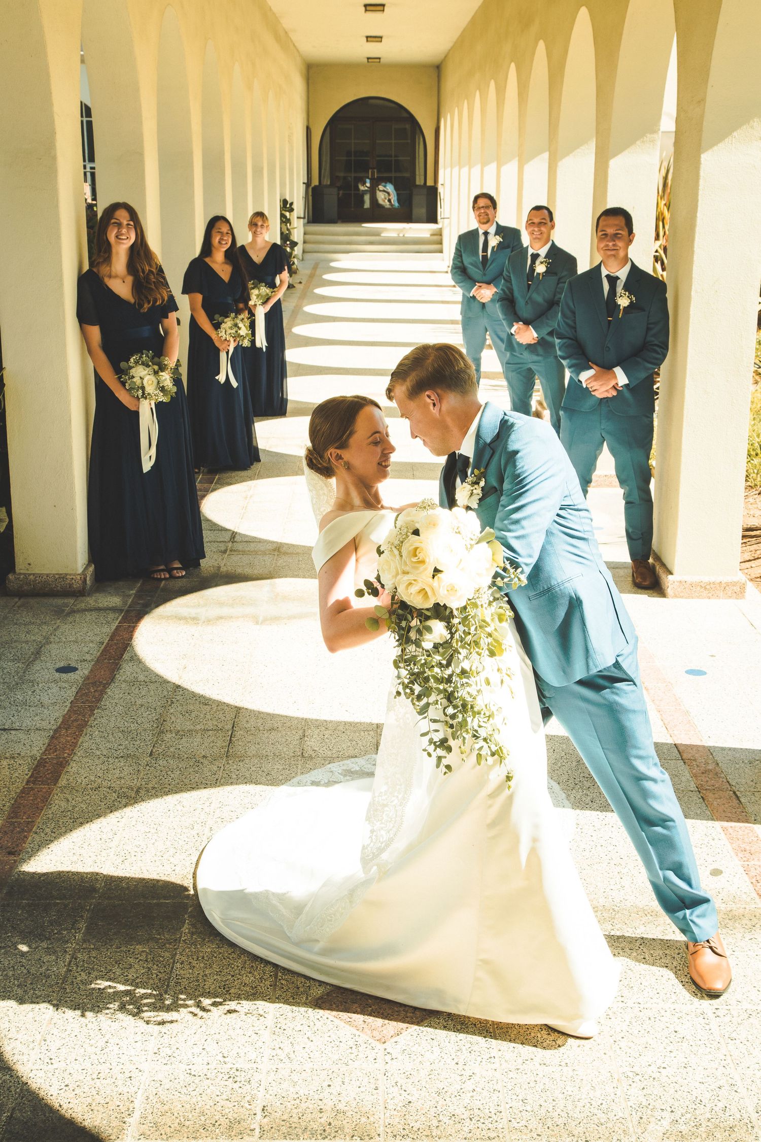 Wedding party on the aft deck of the Ferry Boat Berkeley at the Maritime Museum of San Diego by Zeus Holbrook Wedding Photographer