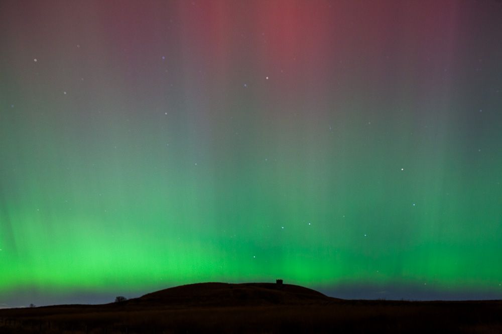 Northern Lights over Rivington Pike, Lancashire