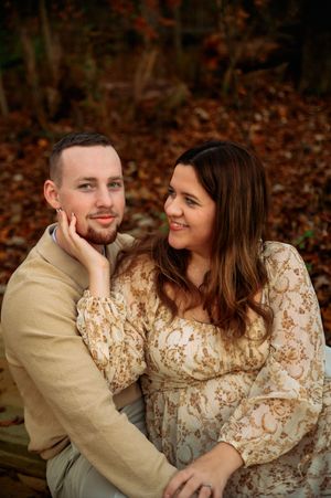 Couple laughing together during an outdoor photography session in St. Marys, Ohio