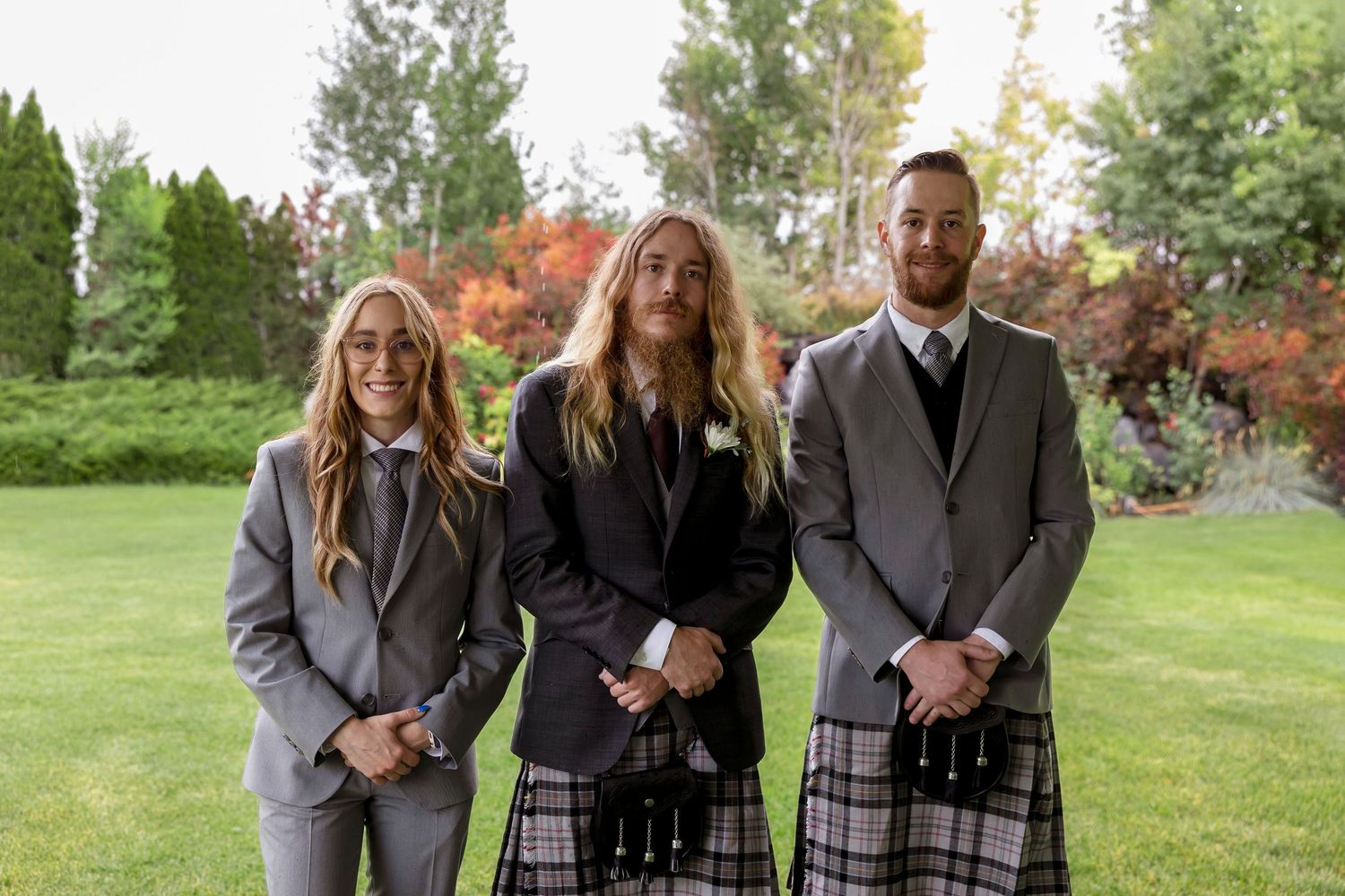 Castle Gardens Kuna Idaho ©Milestones Studios LLC groom with brother and sister as his attendants