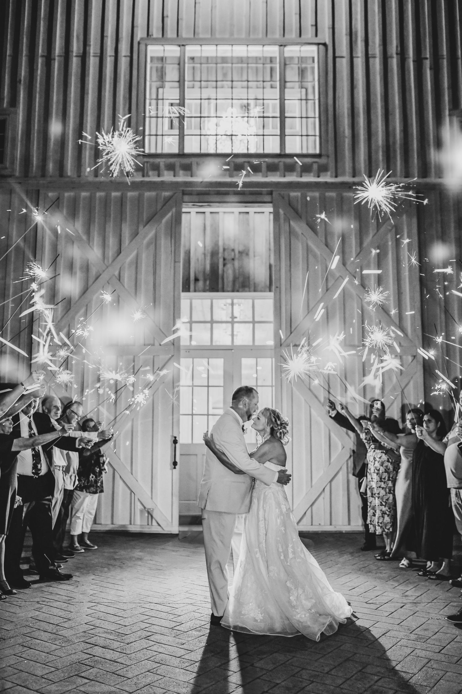 Romantic sparkler exit at The White Sparrow wedding venue