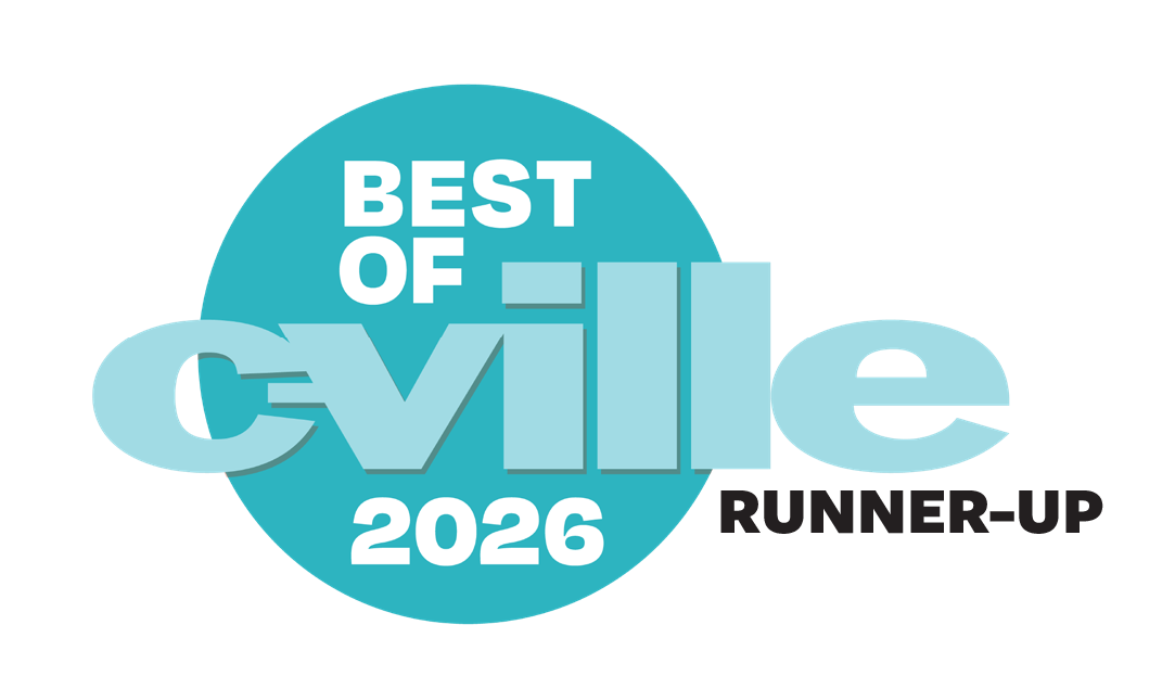 Best of C-Ville 2026 Runner-Up award badge logo in teal and white colors.