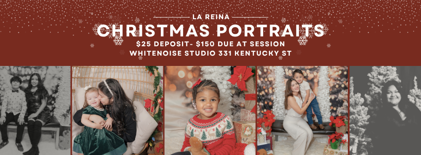 A promotional banner for July mini sessions featuring portraits of families, couples, and children posing outdoors in lush garden settings.