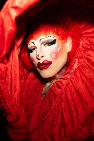 Portrait of New York City drag queen at nightclub photographed by queer documentary photographer Kade Joy.