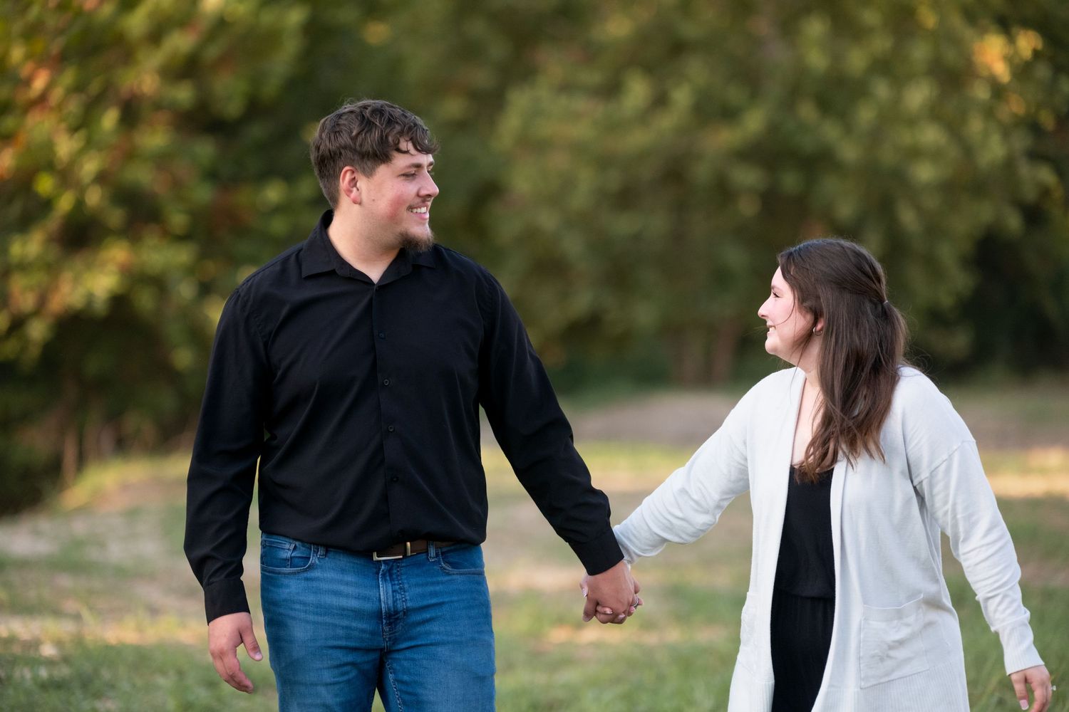 couple during engagement session in Salado Creek Salado Texas