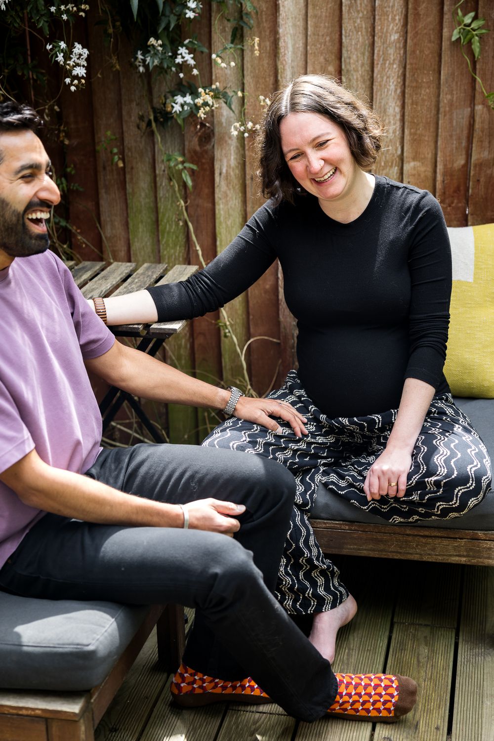 couple at home during maternity shoot hackney