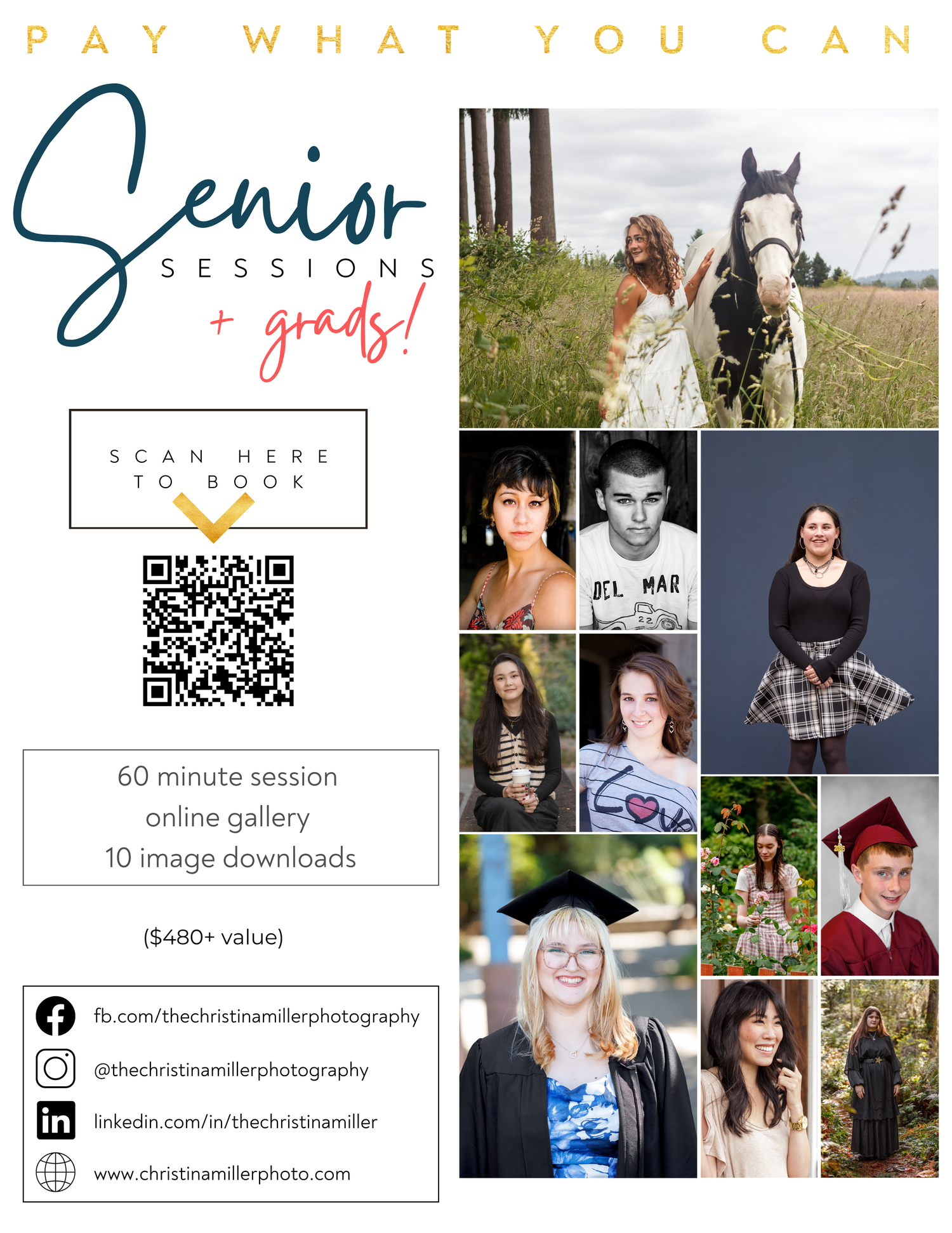 School & Co-op Photography pricing flyer offering team and individual photo packages starting at $400 and $25 per child.