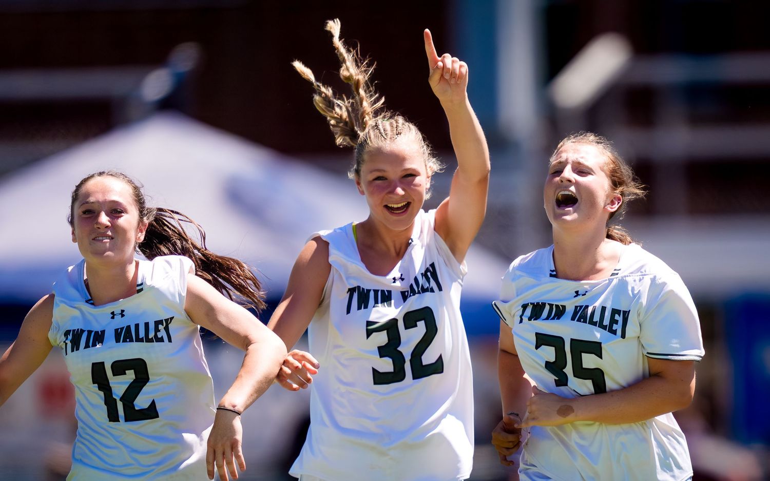 Twin Valley girls lacrosse players celebrating the 2026 PIAA Class 2A title, by Deanna Fox, SportsFox Photography based in Hershey PA