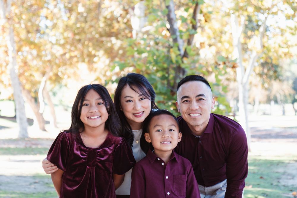 Natural light family session at a Fresno, California park during golden hour