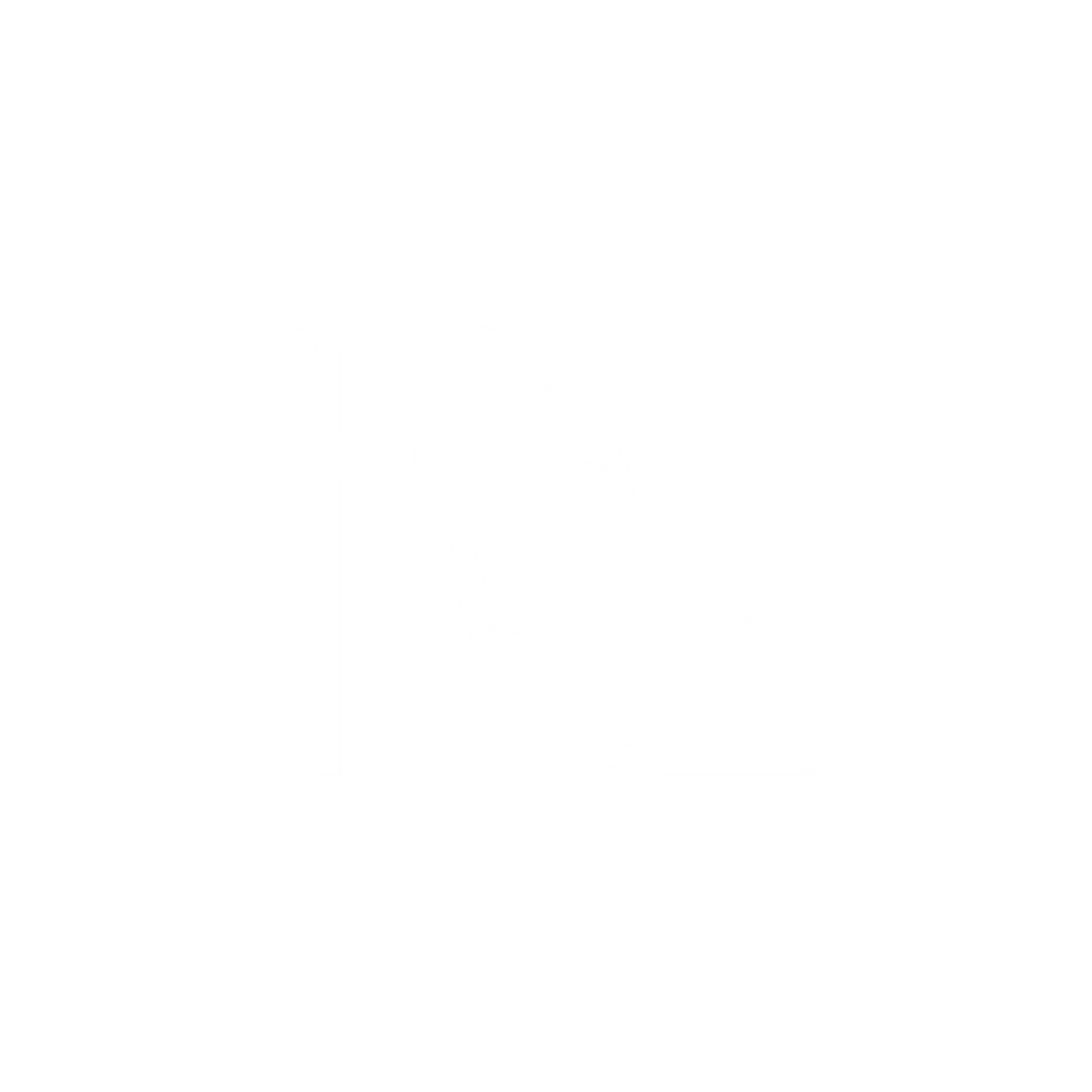 Minimalist white logo design featuring interlocking letters on black background.