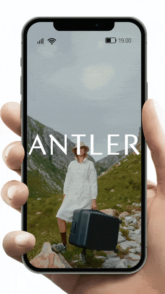 A mock up of a branded advert for luggage in a mobile phone.
