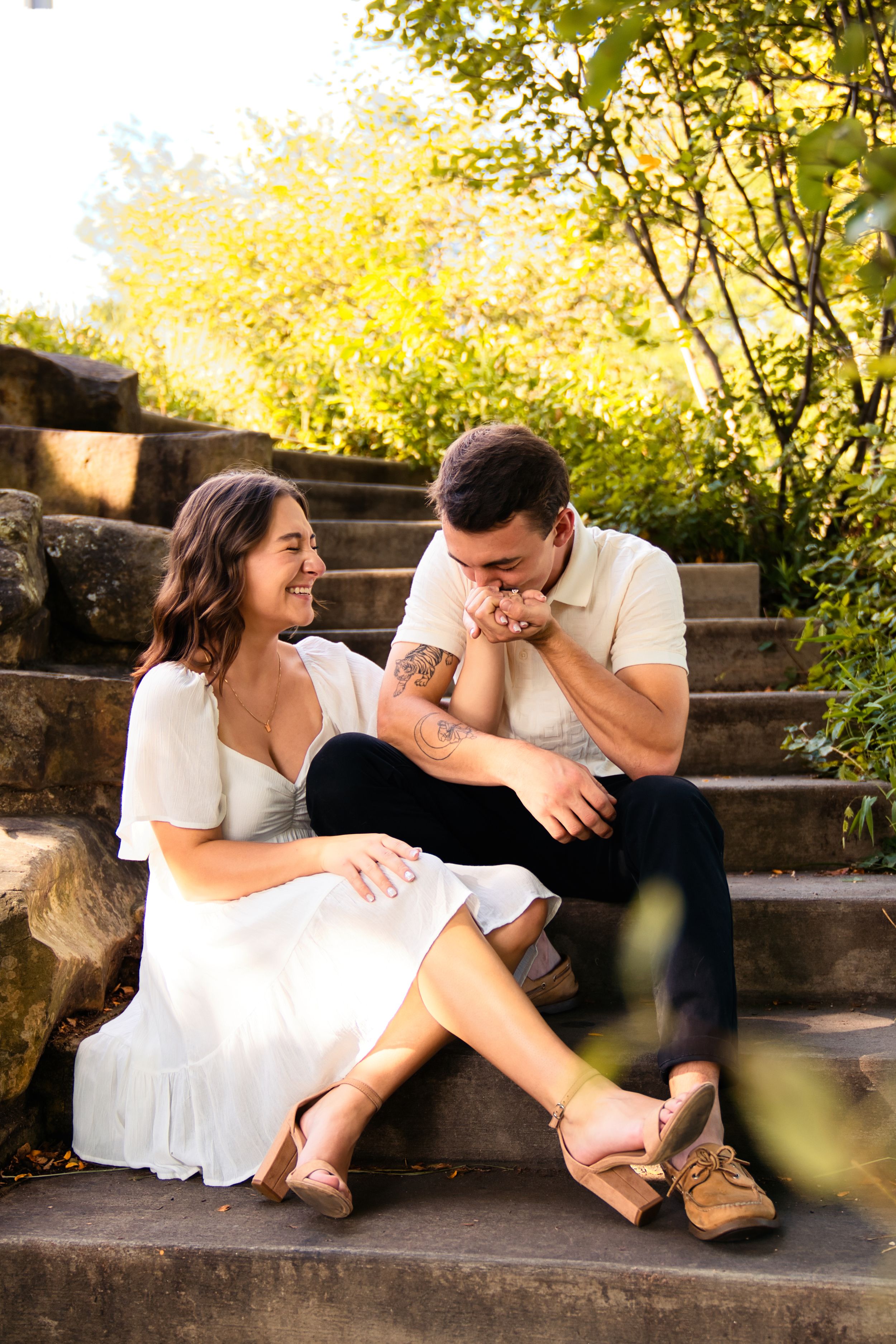 Kaylyn & Reid's Engagement Session at Smale Park in downtown Cincinnati Ohio by the Roebling Bridge : Cincinnati Wedding Photographer