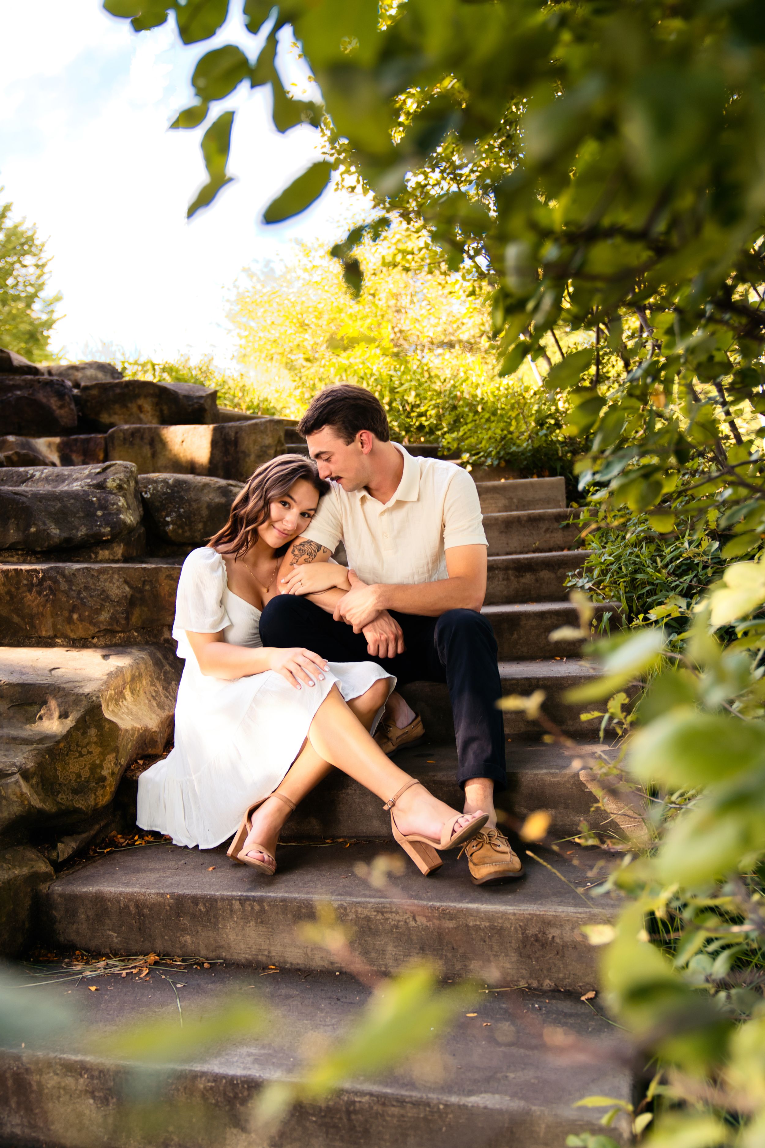 Kaylyn & Reid's Engagement Session at Smale Park in downtown Cincinnati Ohio by the Roebling Bridge : Cincinnati Wedding Photographer