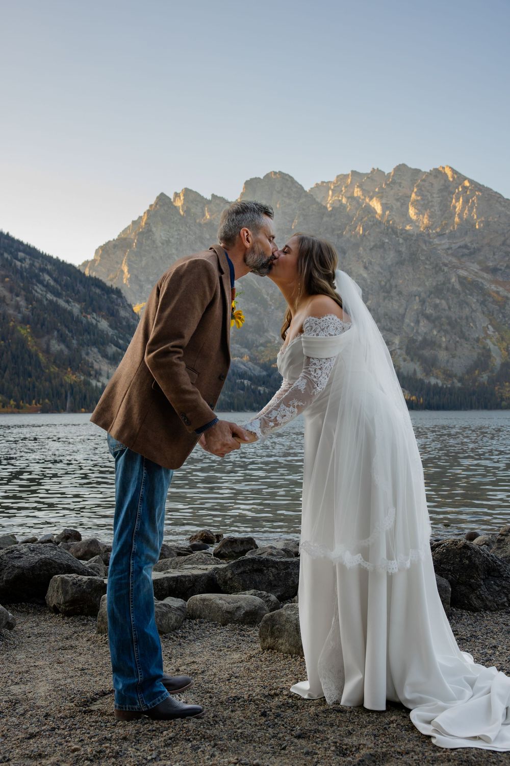Elopement couple enjoys intimate moment in Grand Teton National Park