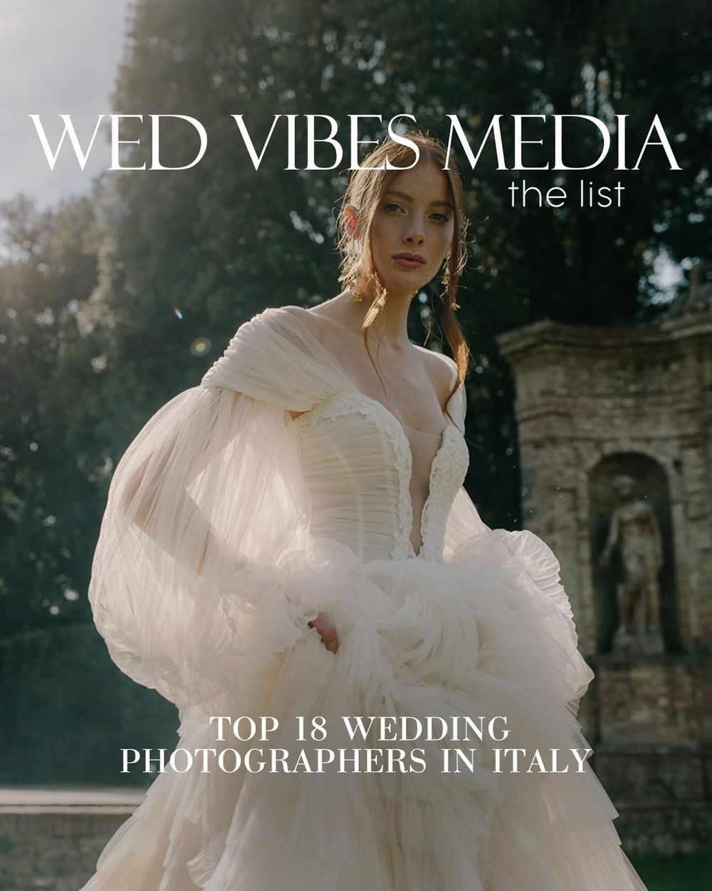 Wedding photographer website banner featuring dreamy bridal fashion photography in Italy.