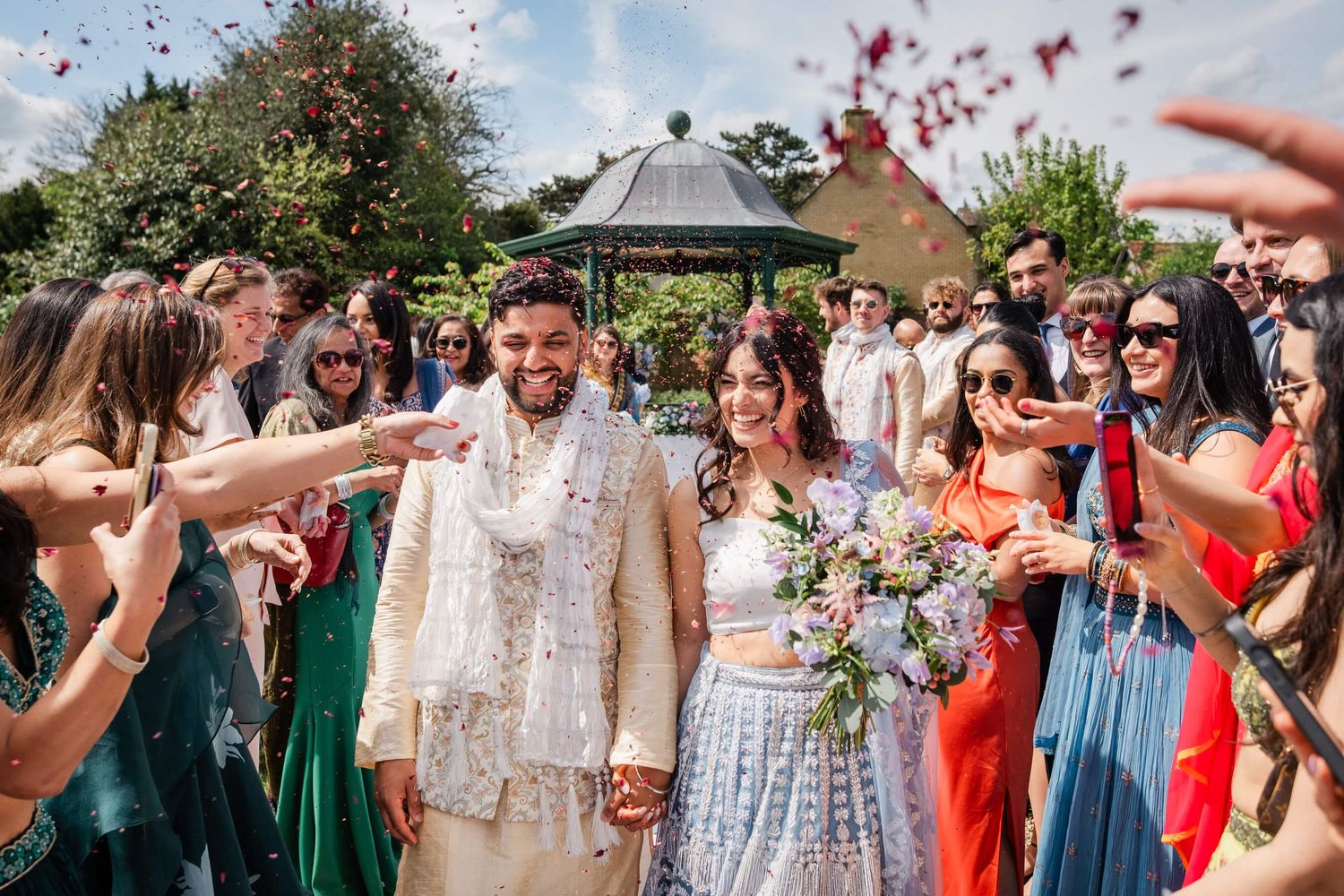 confetti moment at a wedding London taken by a affordable wedding photographer