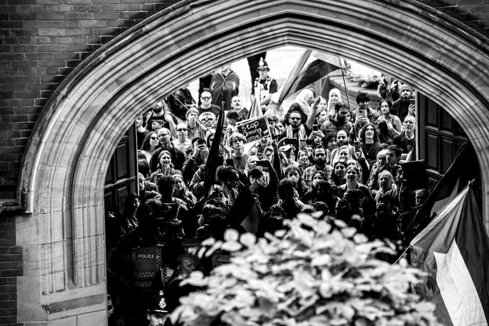 Al Shifa Hall at Newcastle University 29 May 2024, students campaigning for divestment from (Israeli) arms companies