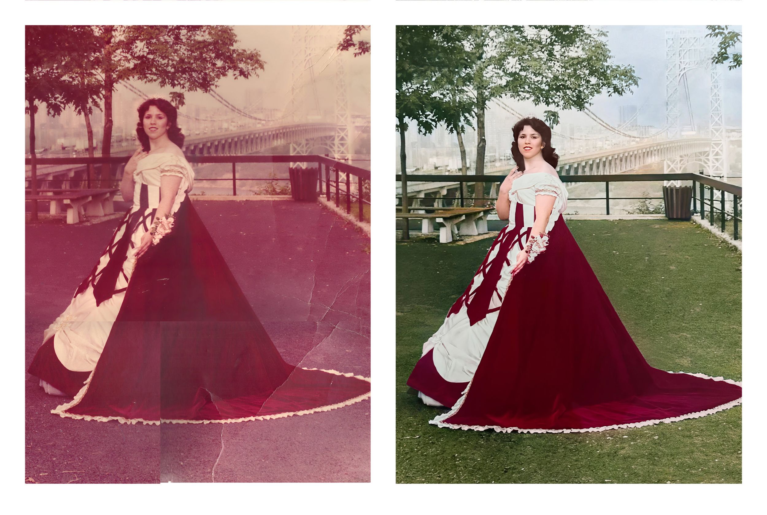 Old photo restoration service in Coral Gables restoring faded vintage portrait