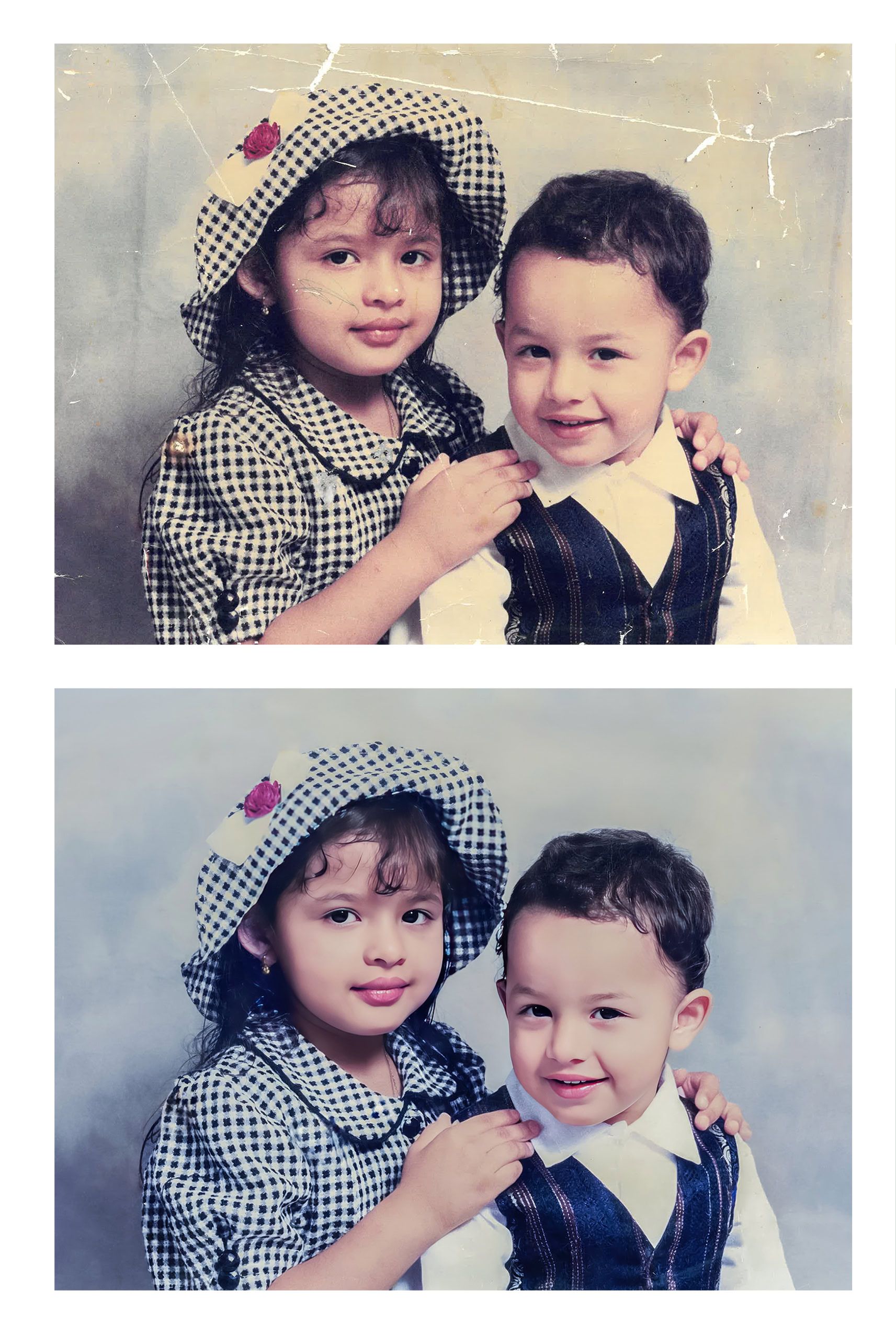 Vintage photo repair in Miami Dade restoring damaged historical photograph